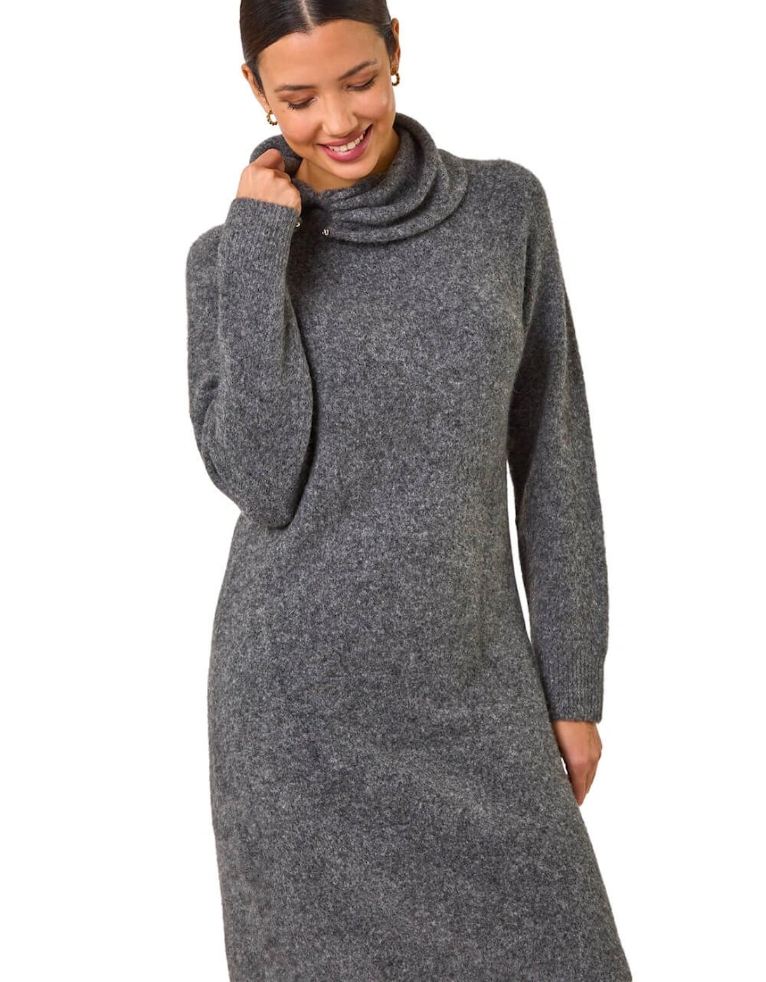 Ring Neck Detail Knitted Dress, 2 of 1