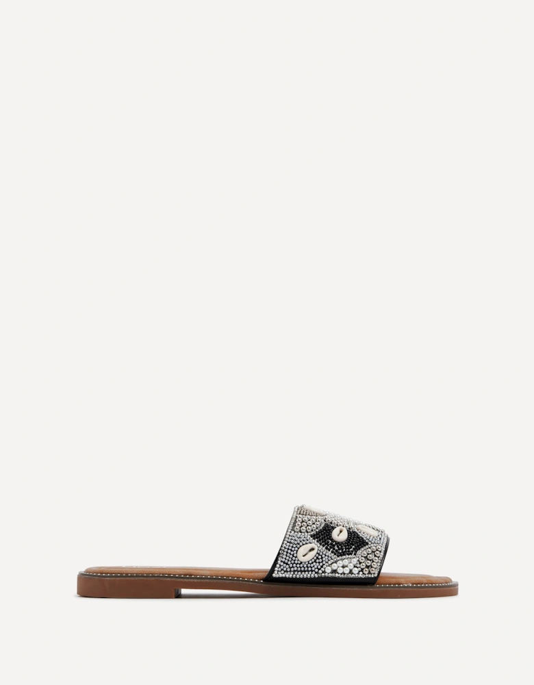 Seanna Black Embellished Shell Slider