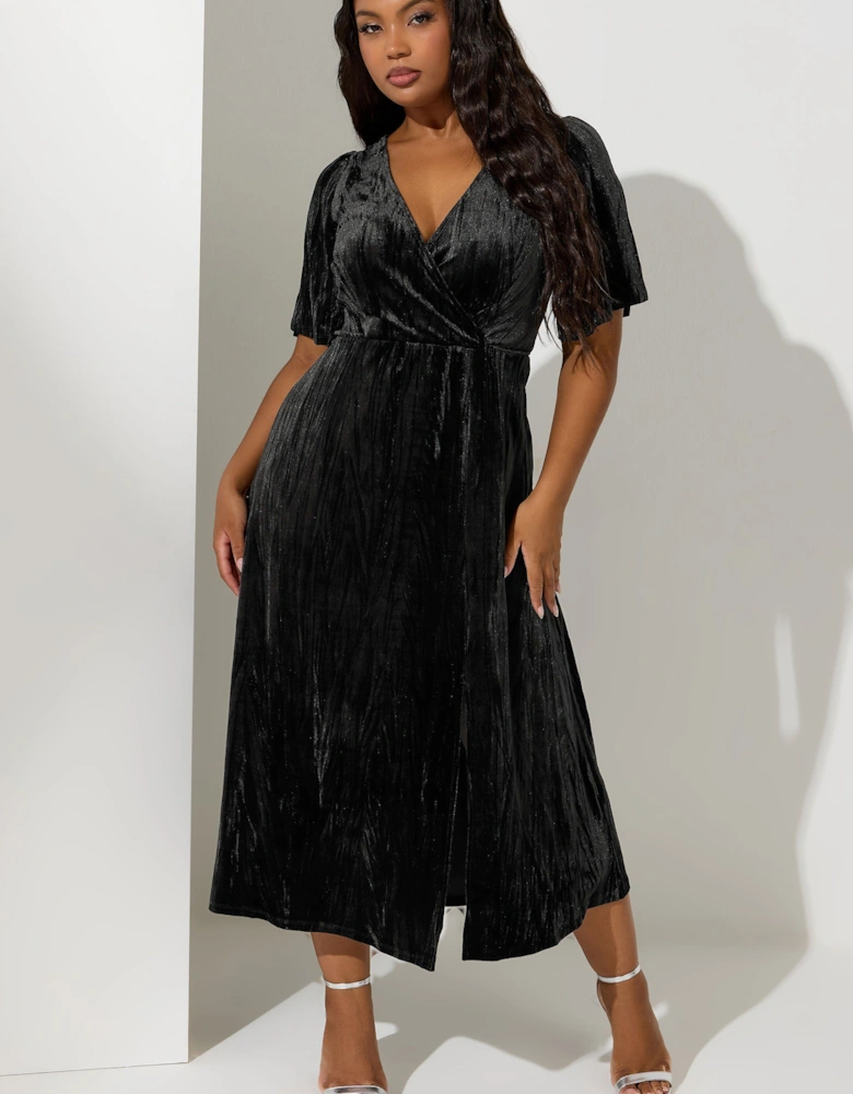 Crushed Velvet Wrap Dress