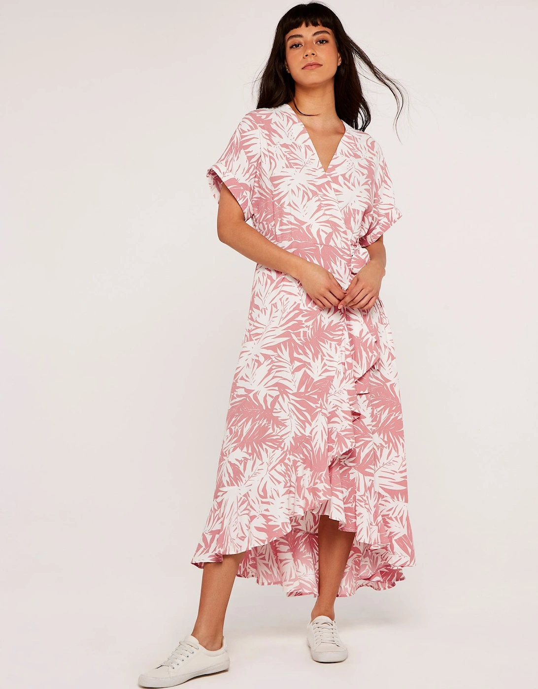 Leaf Ruffle Wrap Midi Dress, 2 of 1