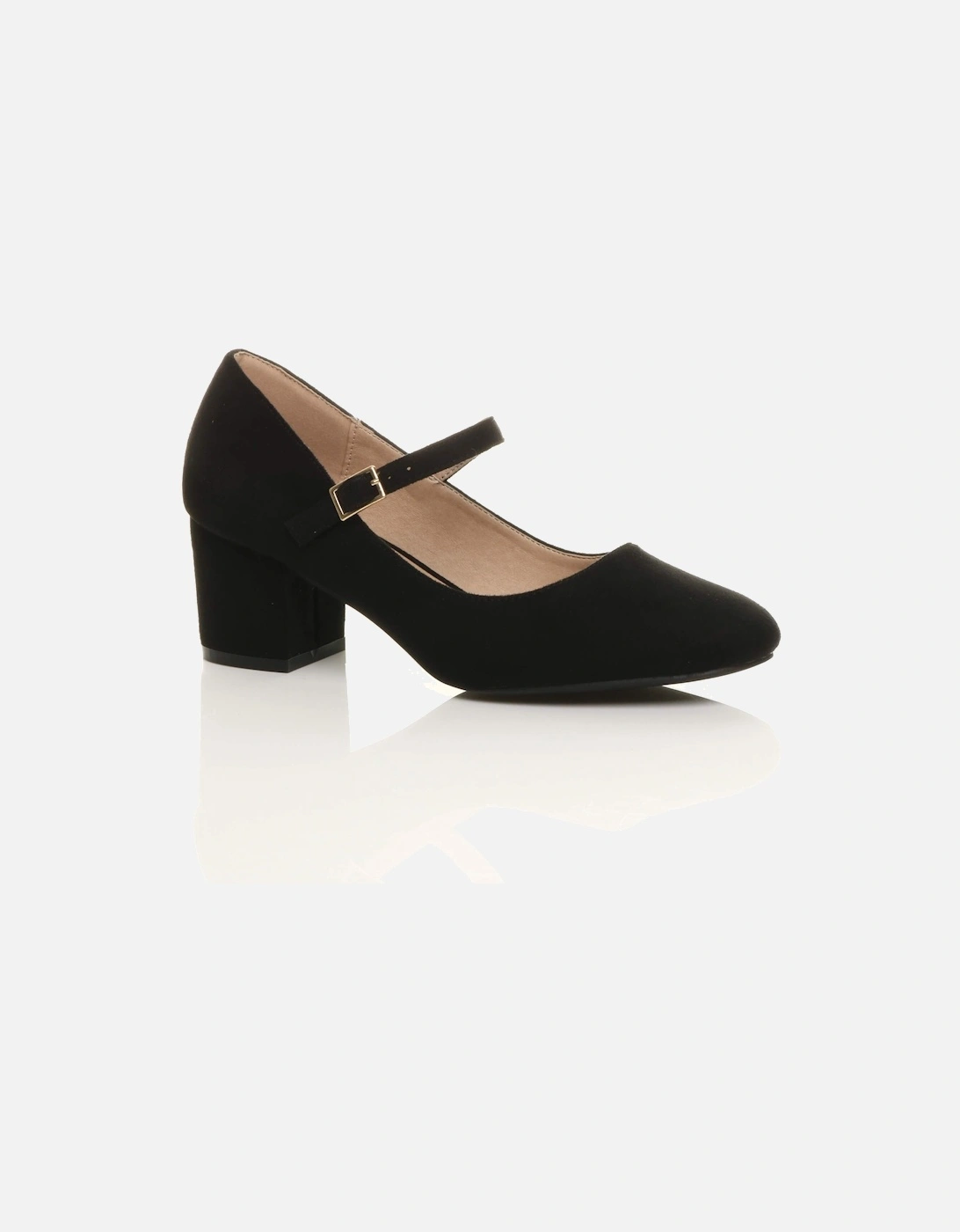 Mid Block Heel Mary Jane Faux Suede Court Shoes, 2 of 1