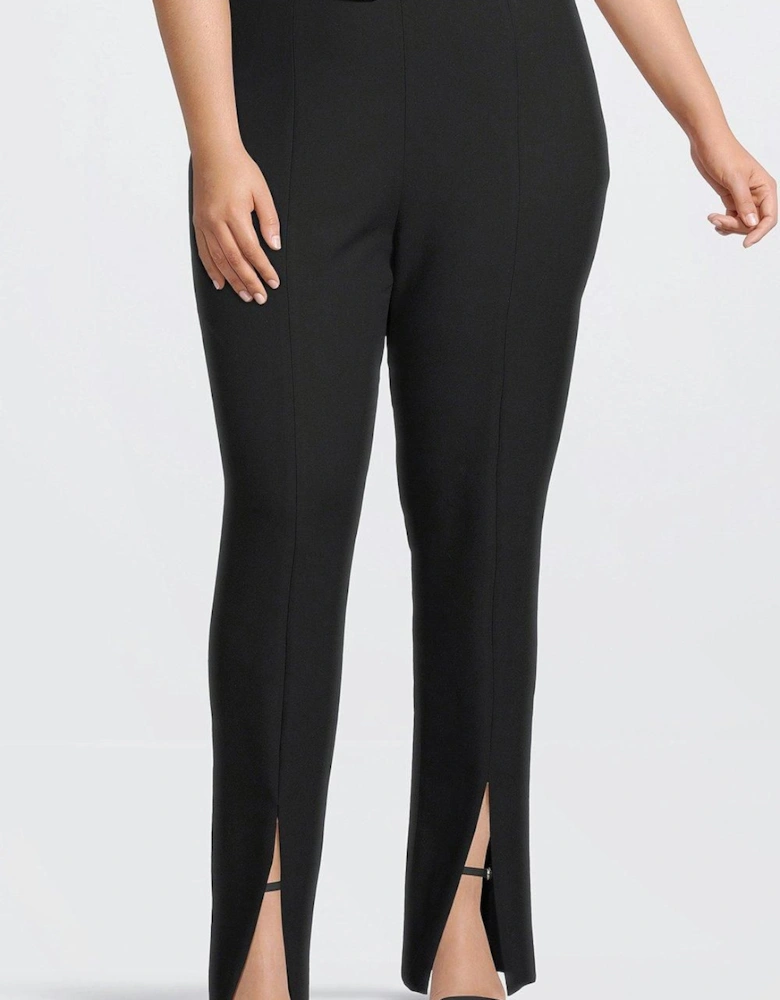 Plus Size Tailored Compact Stretch Split Hem Straight Trouser