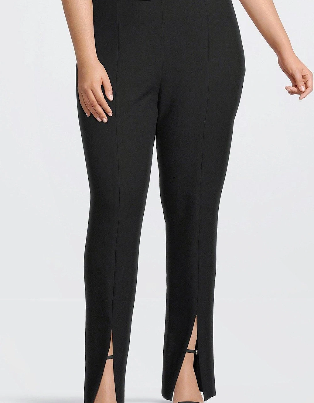 Plus Size Tailored Compact Stretch Split Hem Straight Trouser, 2 of 1