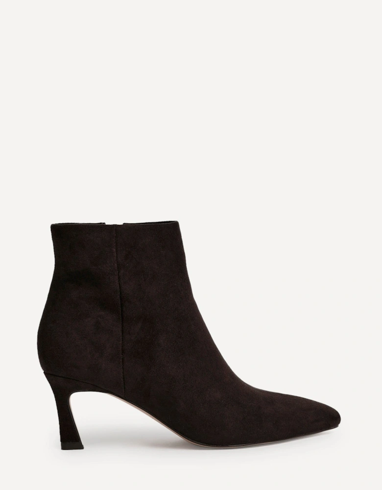 Secured Brown Faux Suede Pointed Toe Stiletto Ankle Boot
