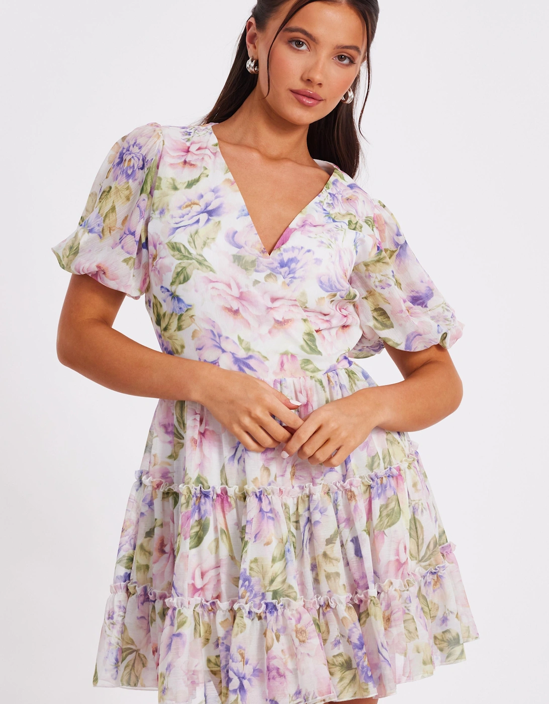 Multi Petite Frill Skater Dress, 2 of 1
