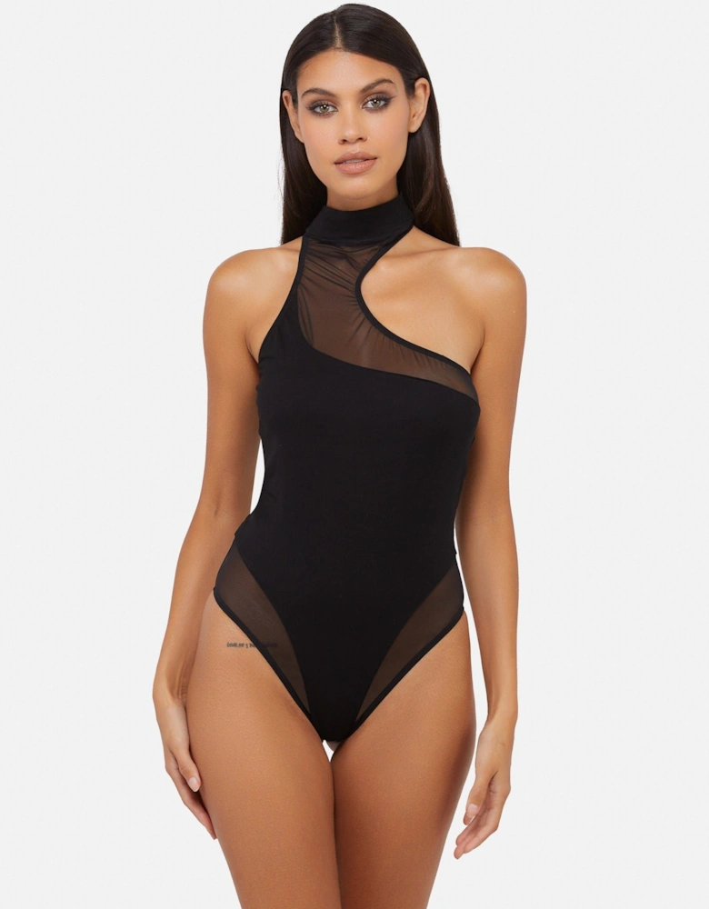 Lola Asymmetric Mesh & Jersey Body