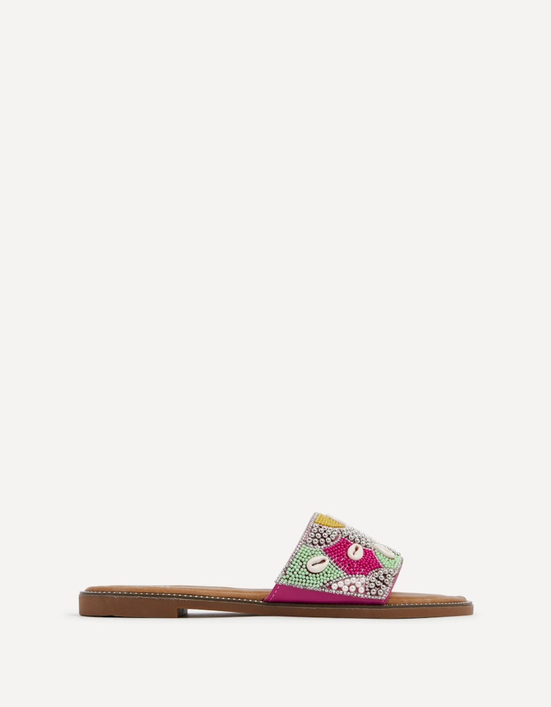 Seanna Fuchsia & Yellow Embellished Shell Slider