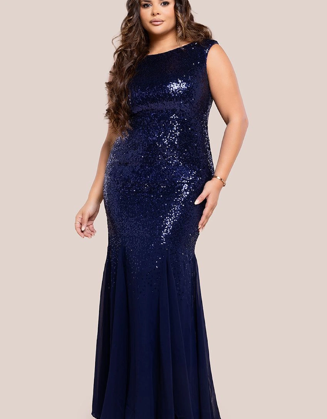 Chiffon & Sequin Embroidered Bardot Maxi Dress, 2 of 1
