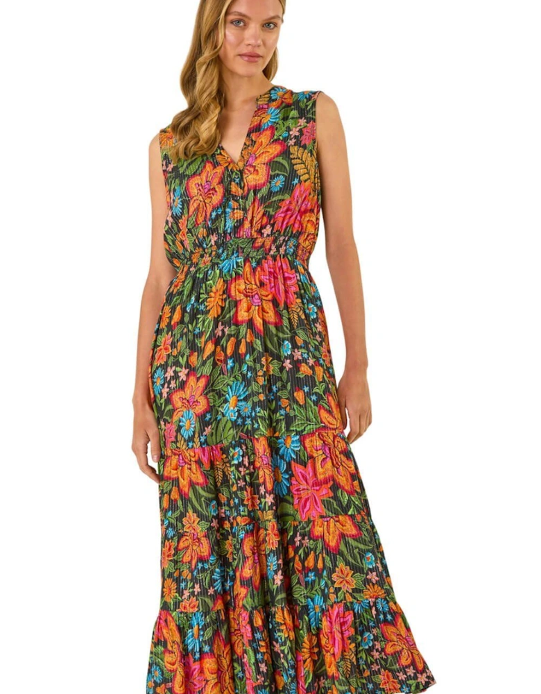 Floral Shirred Maxi Dress