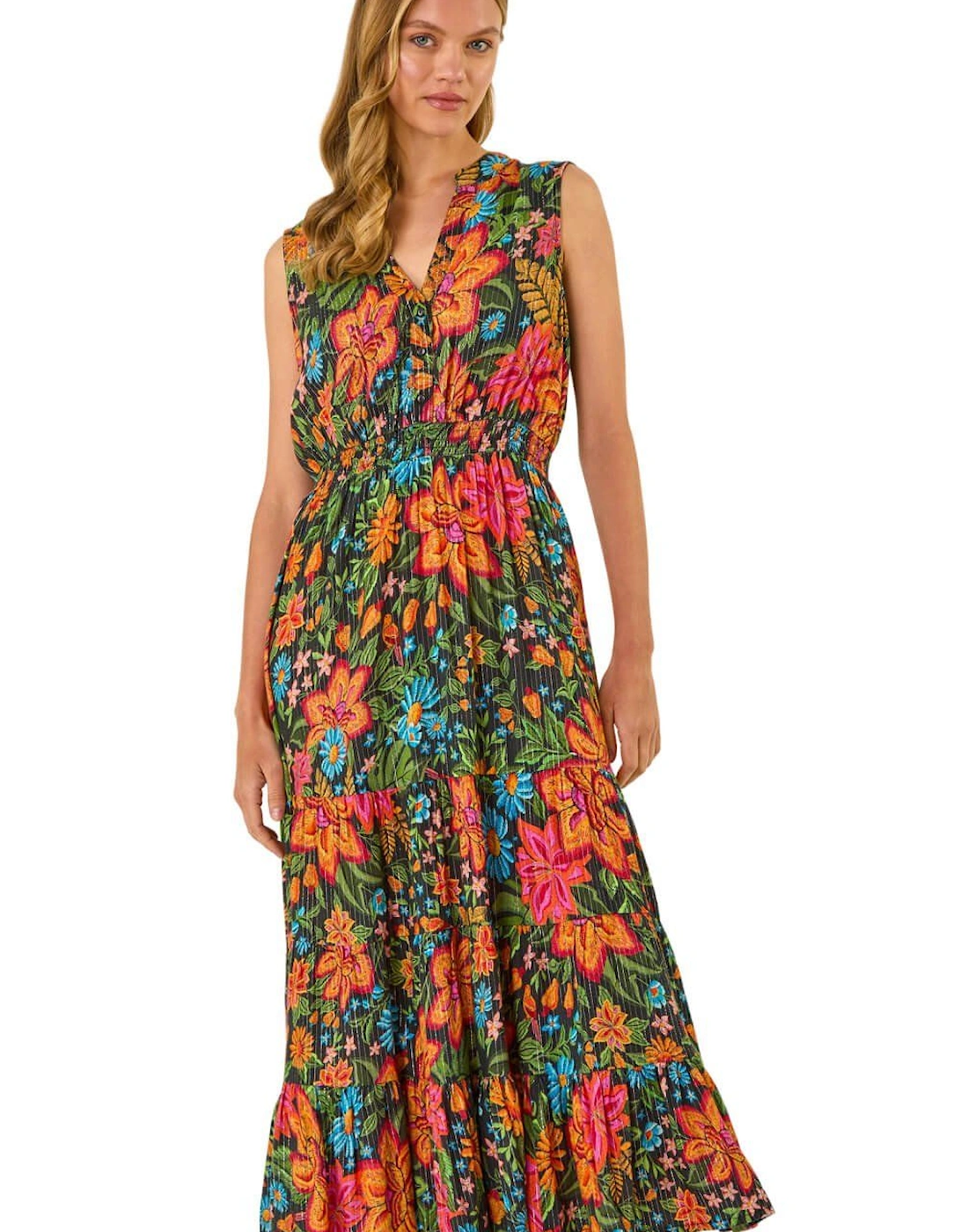 Floral Shirred Maxi Dress, 2 of 1