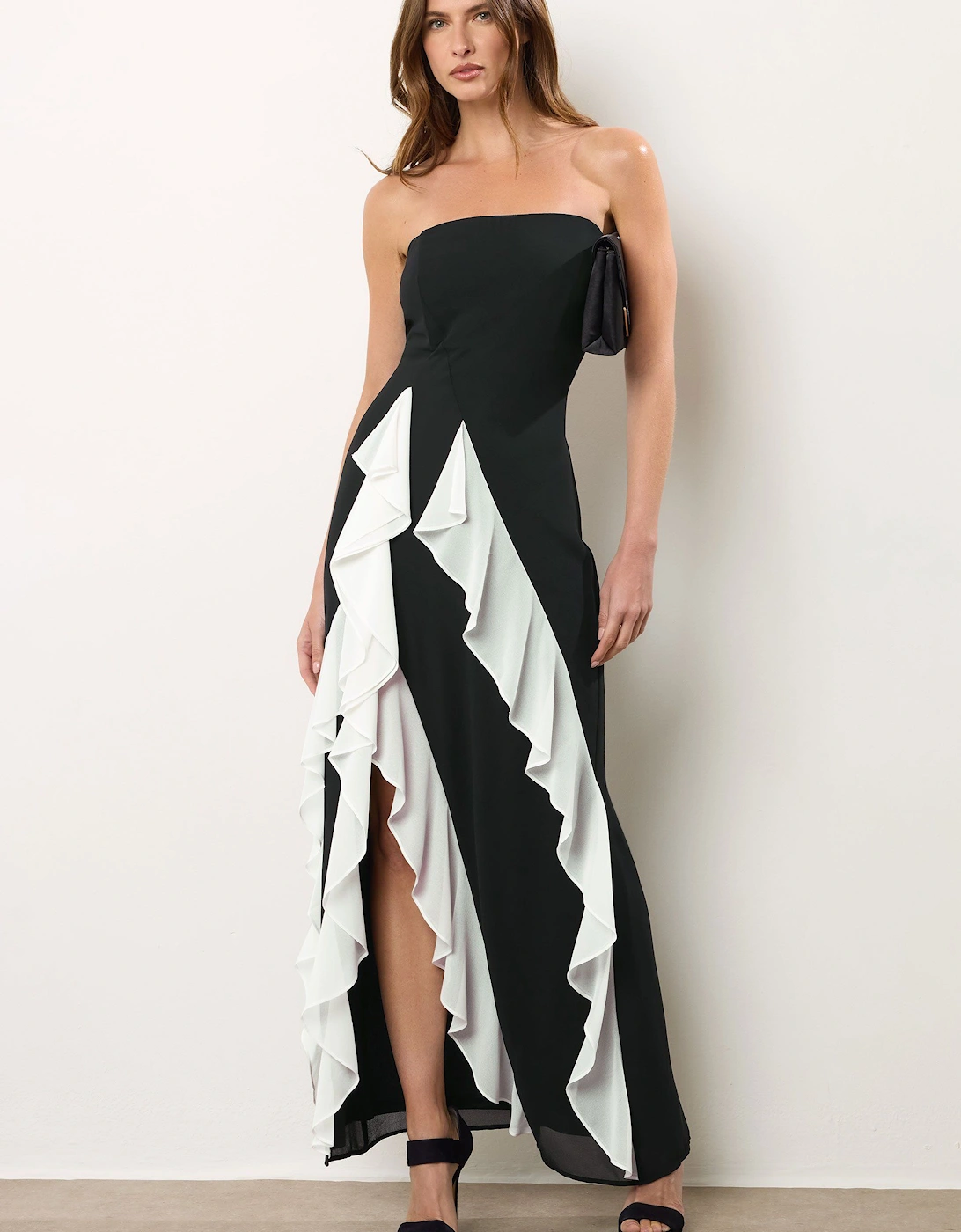 Bandeau Contrast Ruffle Maxi Dress, 2 of 1