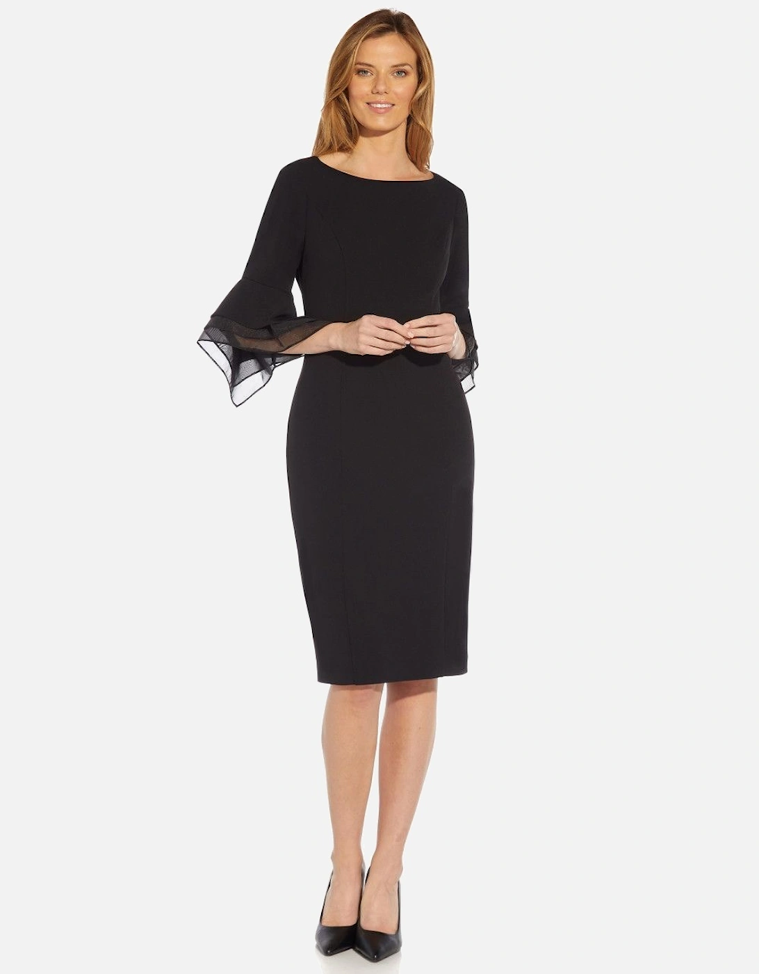 Knit Crepe Tiered Sleeve Dress, 2 of 1