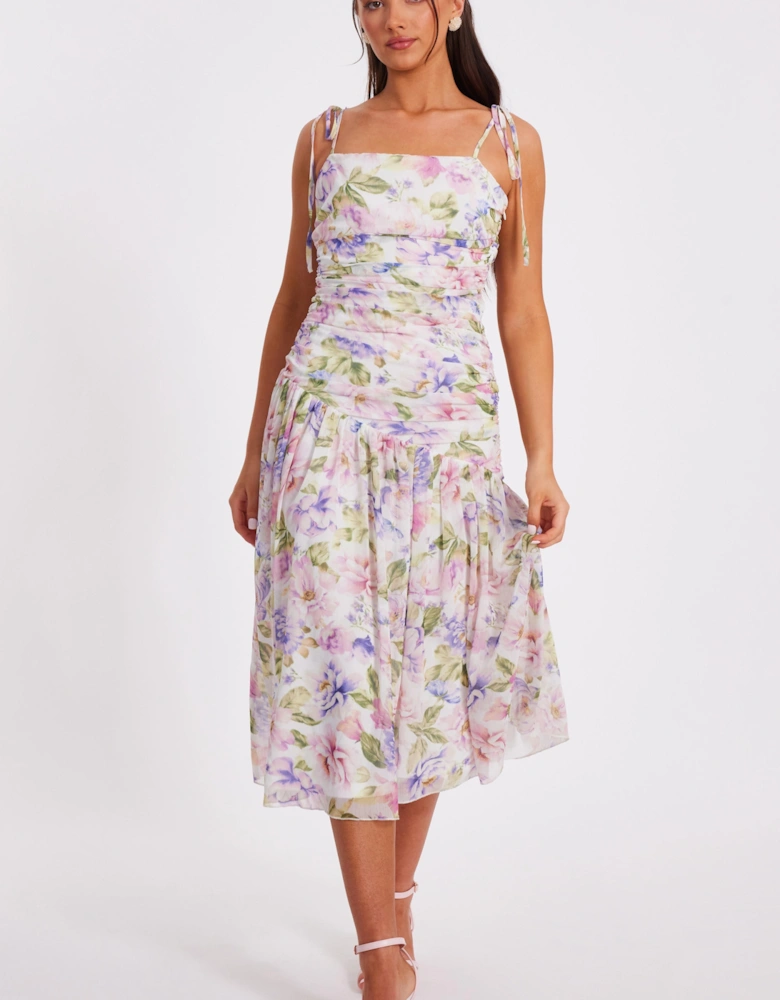 Multi Petite Chiffon Floral Midi Dress