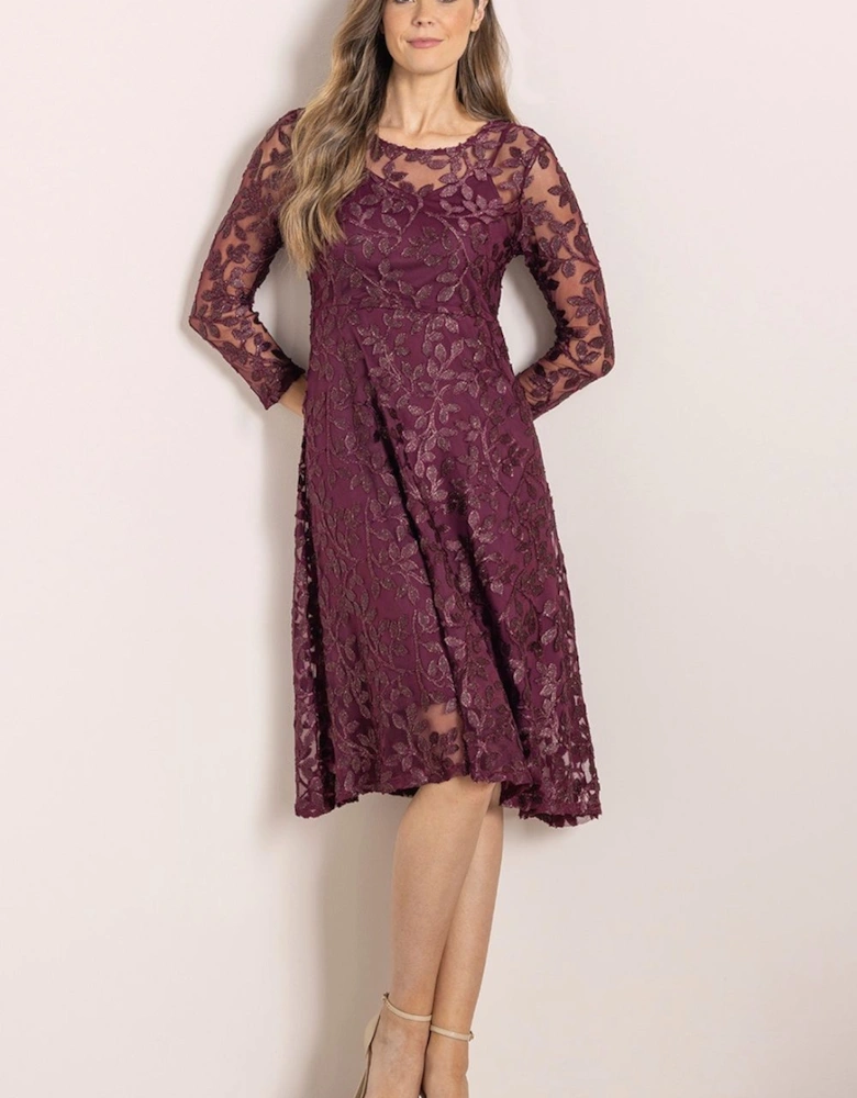 Shimmer Jacquard Fit And Flare Midi Dress