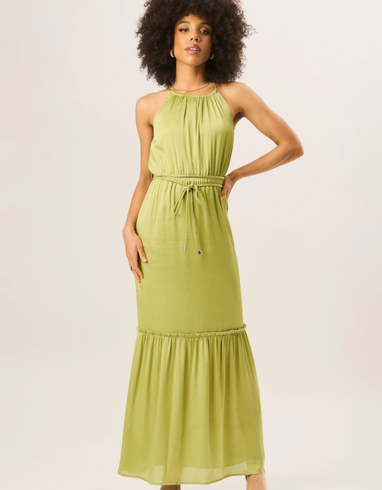 Green Halter Neck Maxi Dress