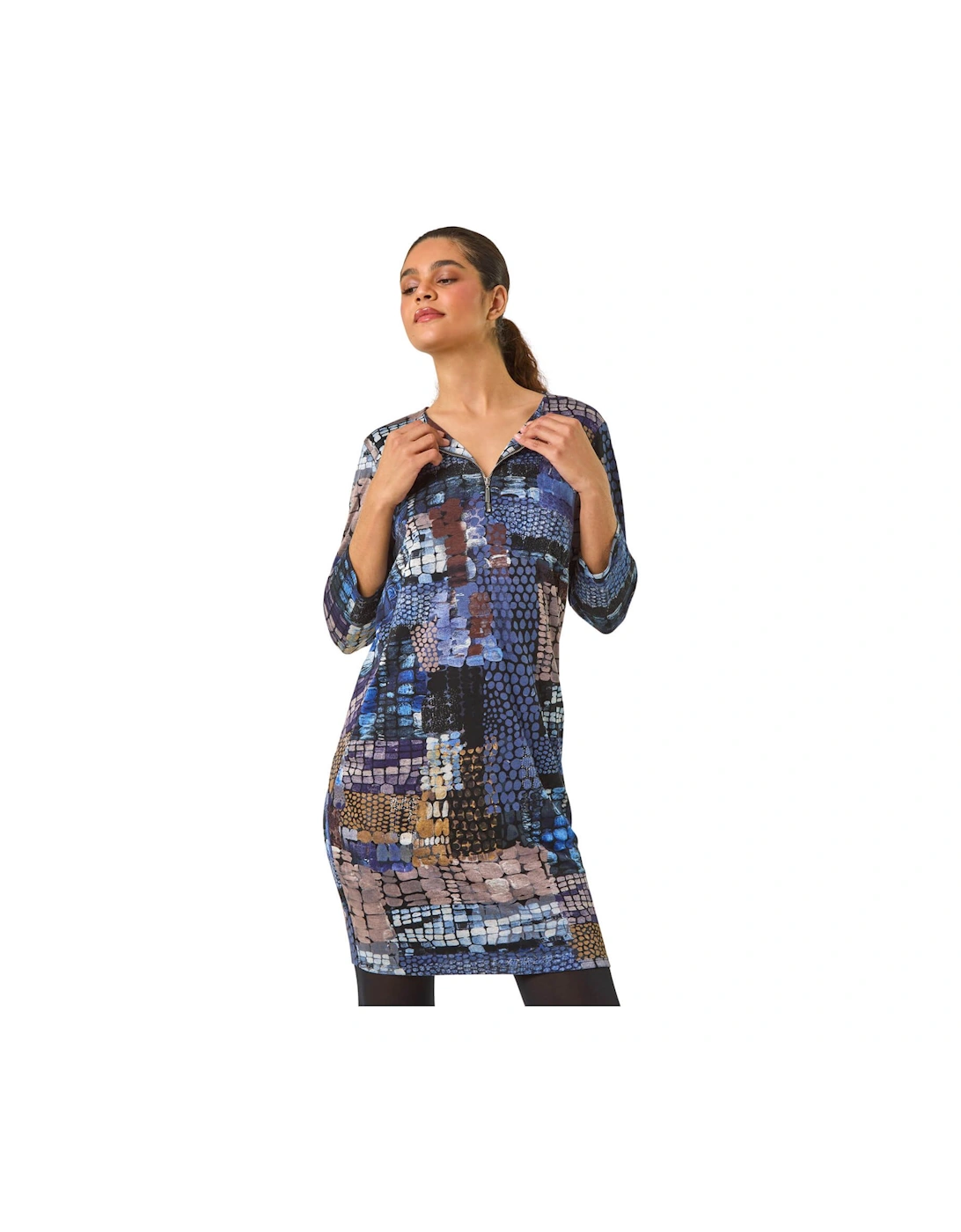 Pebble Spot Zip Detail Midi Dress, 2 of 1