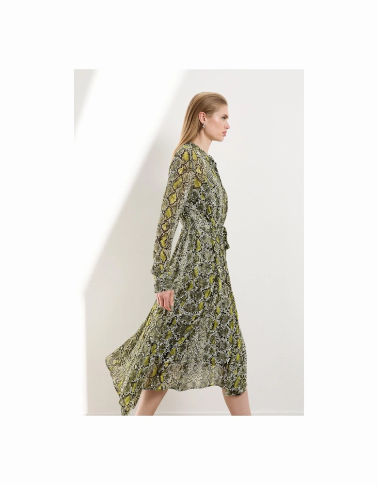 The Founder Petite Snake Print Viscose Georgette Woven Midi Dress
