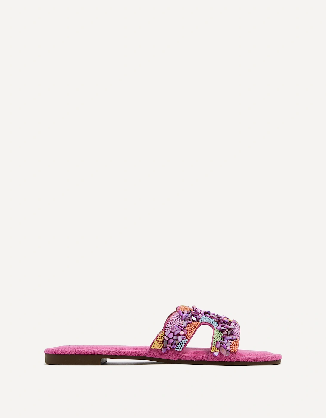 Zahara Fuchsia Faux Suede Embellished Slider Sandal, 2 of 1
