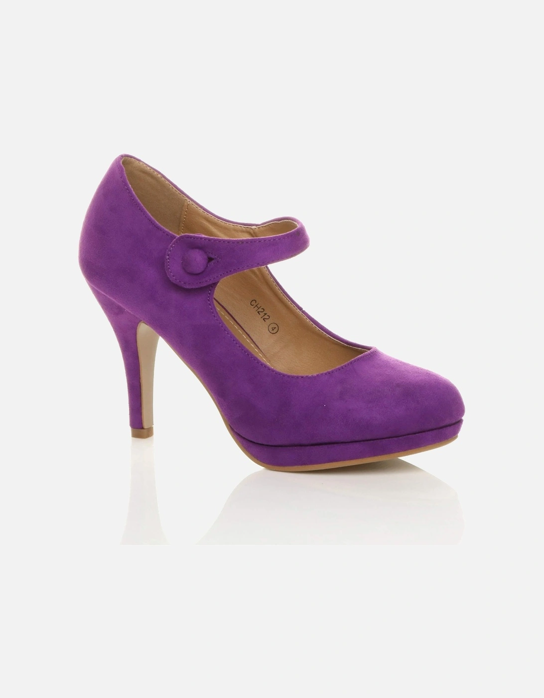 High Slim Heel Mary Jane Faux Suede Court Shoes, 2 of 1