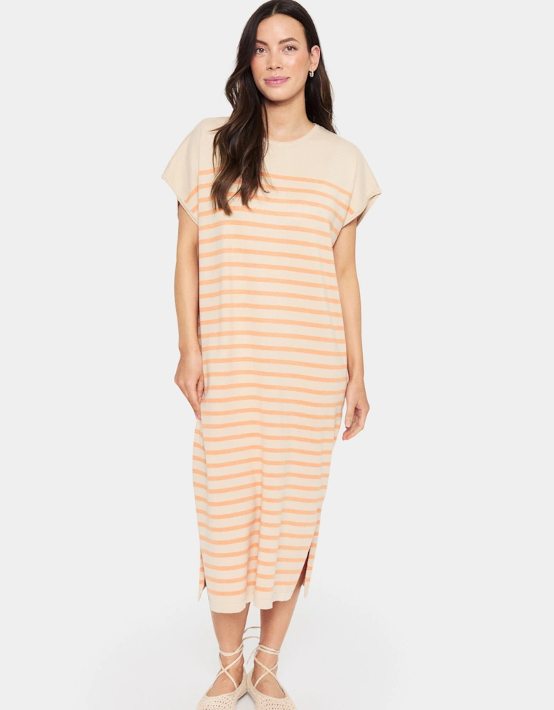 MilaSZ Striped Short Sleeve Midi Dress Striped