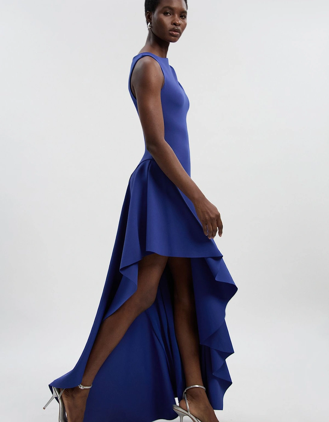 Petite Scuba Drama Ruffle Hem Woven Maxi Dress, 2 of 1