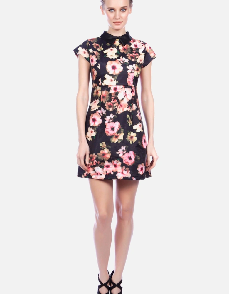 Floral Print Collared Mini Dress