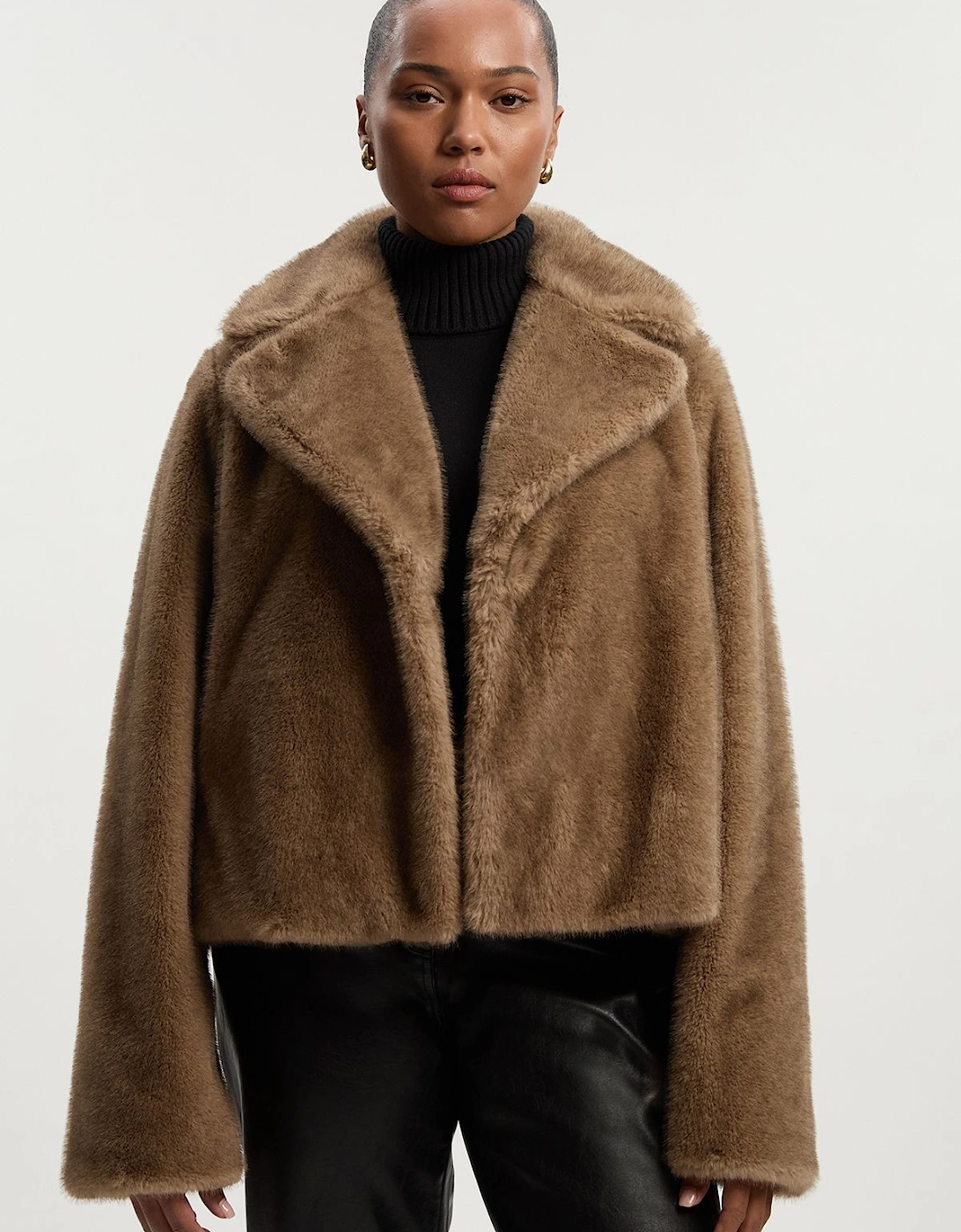 Plus Size Faux Fur Cropped Jacket, 2 of 1