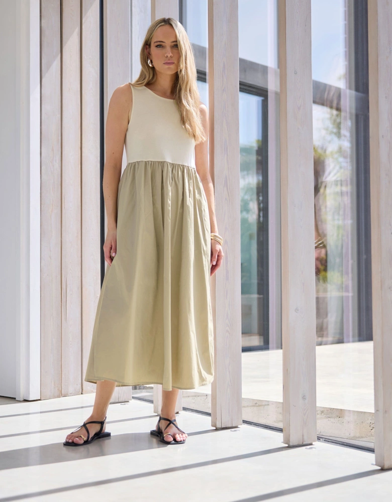 Tall Jersey & Woven Midi Dress