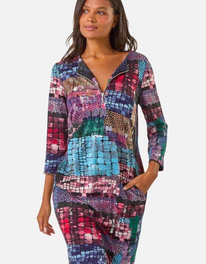 Pebble Spot Zip Detail Midi Dress