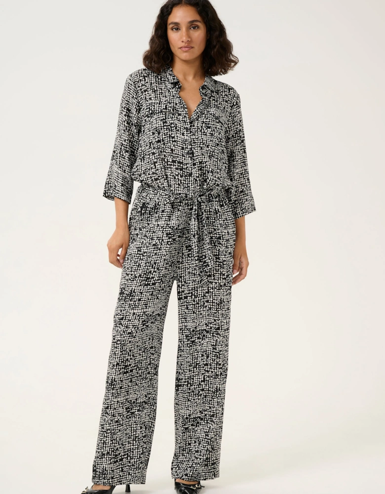 KApollie 3/4 Sleeve Button Jumpsuit Printed