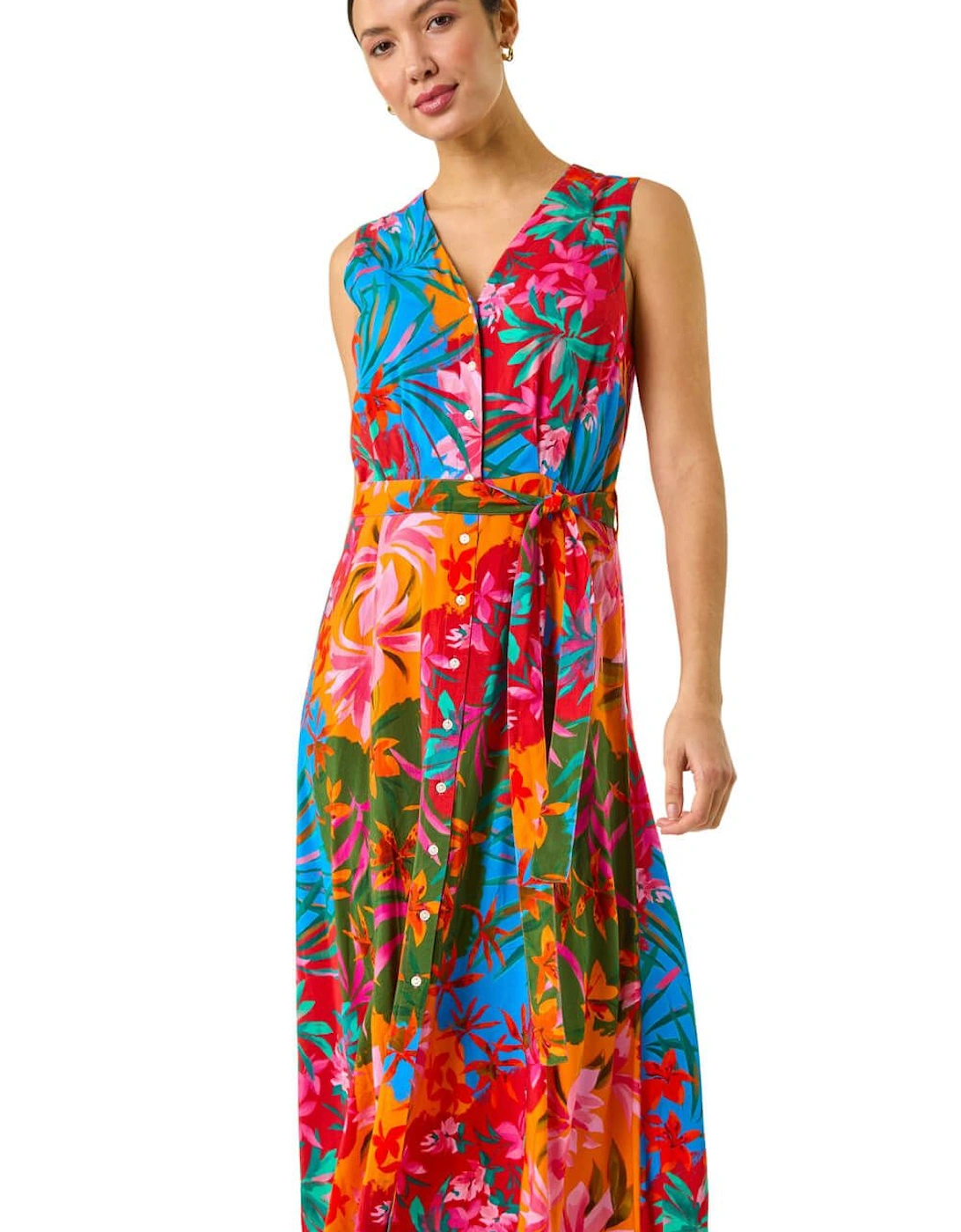 Tropical Print Button Through Midi Dress, 2 of 1