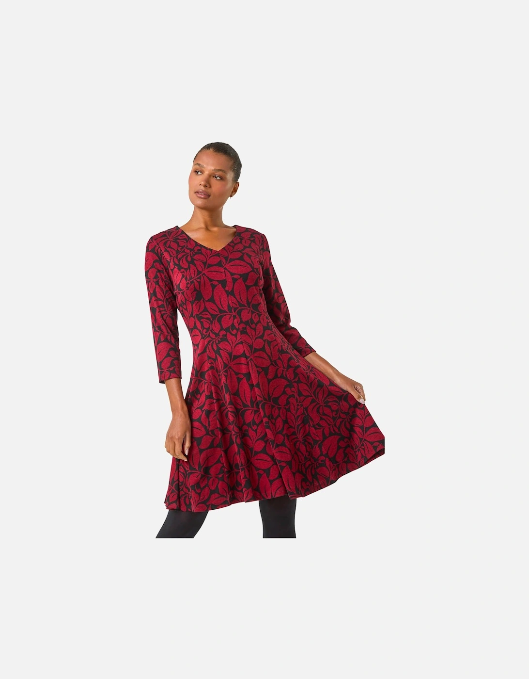 Leaf Print Skater Dress, 2 of 1