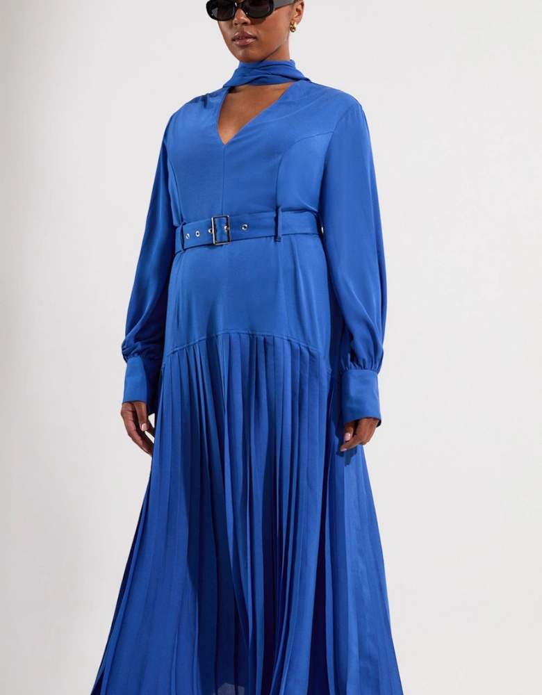 Plus Size Jersey Ponte Georgette Mix Midi Dress