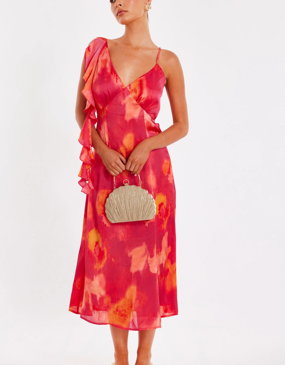 Pink Satin Marble Midi Dress, 2 of 1