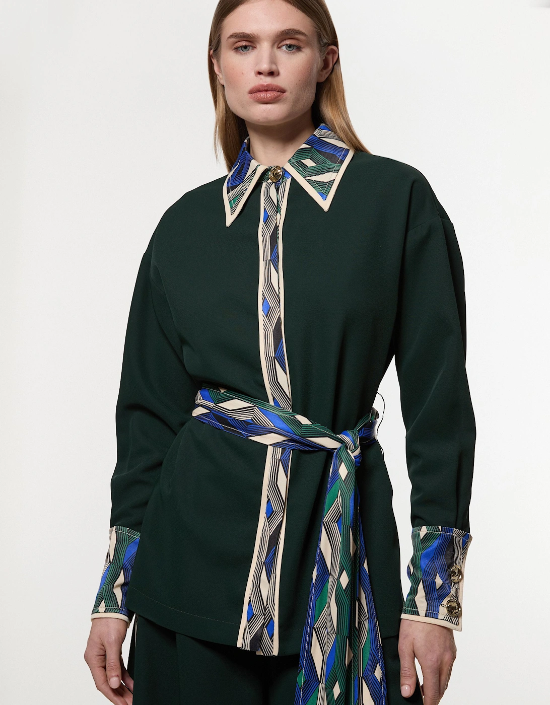 Amelia Graham Printed Viscose Satin Tie Waist Blouse, 2 of 1