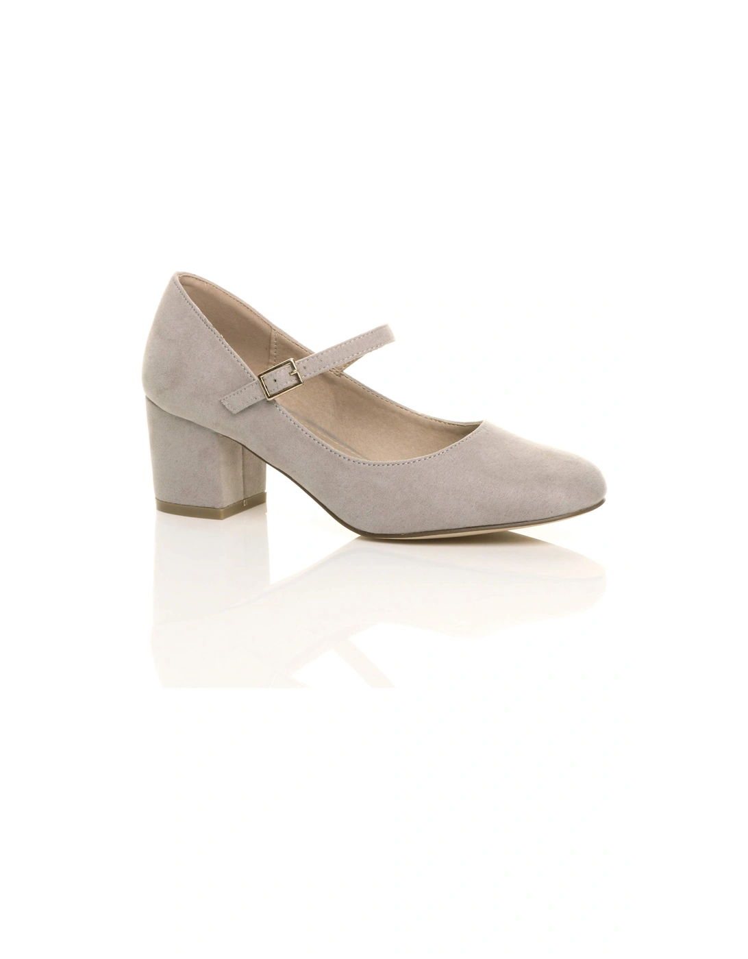Mid Block Heel Mary Jane Faux Suede Court Shoes, 2 of 1