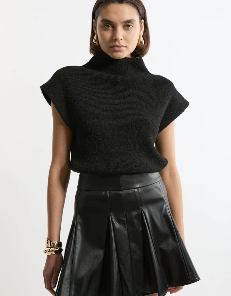 Faux Leather Flippy Mini Skirt