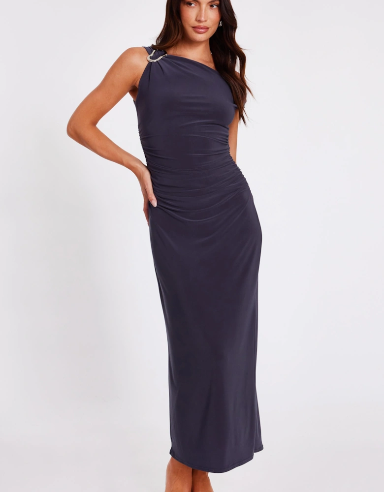 Grey Asymmetric Bodycon Midaxi Dress