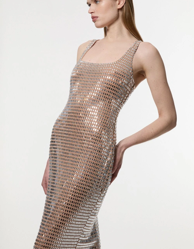 Premium Crystal Embellished Jersey Midi Dress