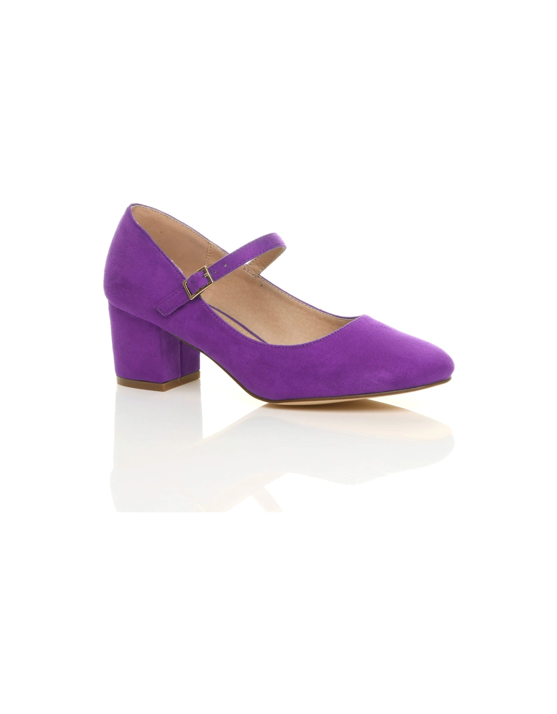 Mid Block Heel Mary Jane Faux Suede Court Shoes, 2 of 1