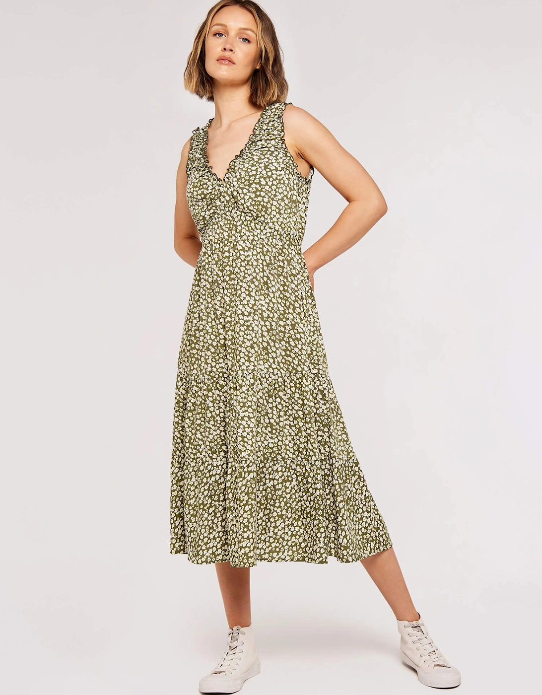 Daisy Print Tiered Midi Dress, 2 of 1