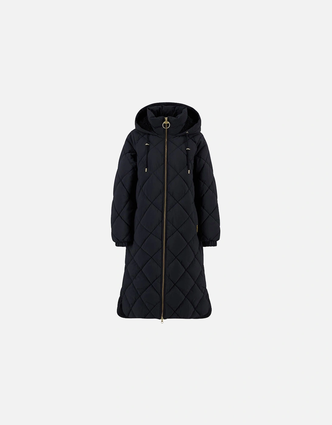 Women's Barbour Kirkton Womens Long Puffer Jacket - Black/Classic - Size: 16