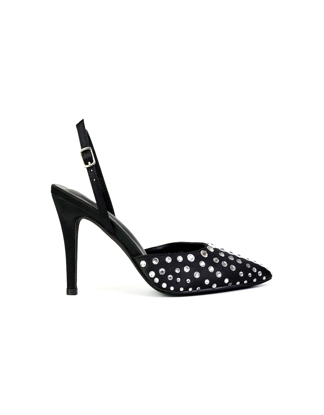 'Shelly' Strappy Slingback Pointed Toe Diamante Stiletto Bridal Heels, 2 of 1