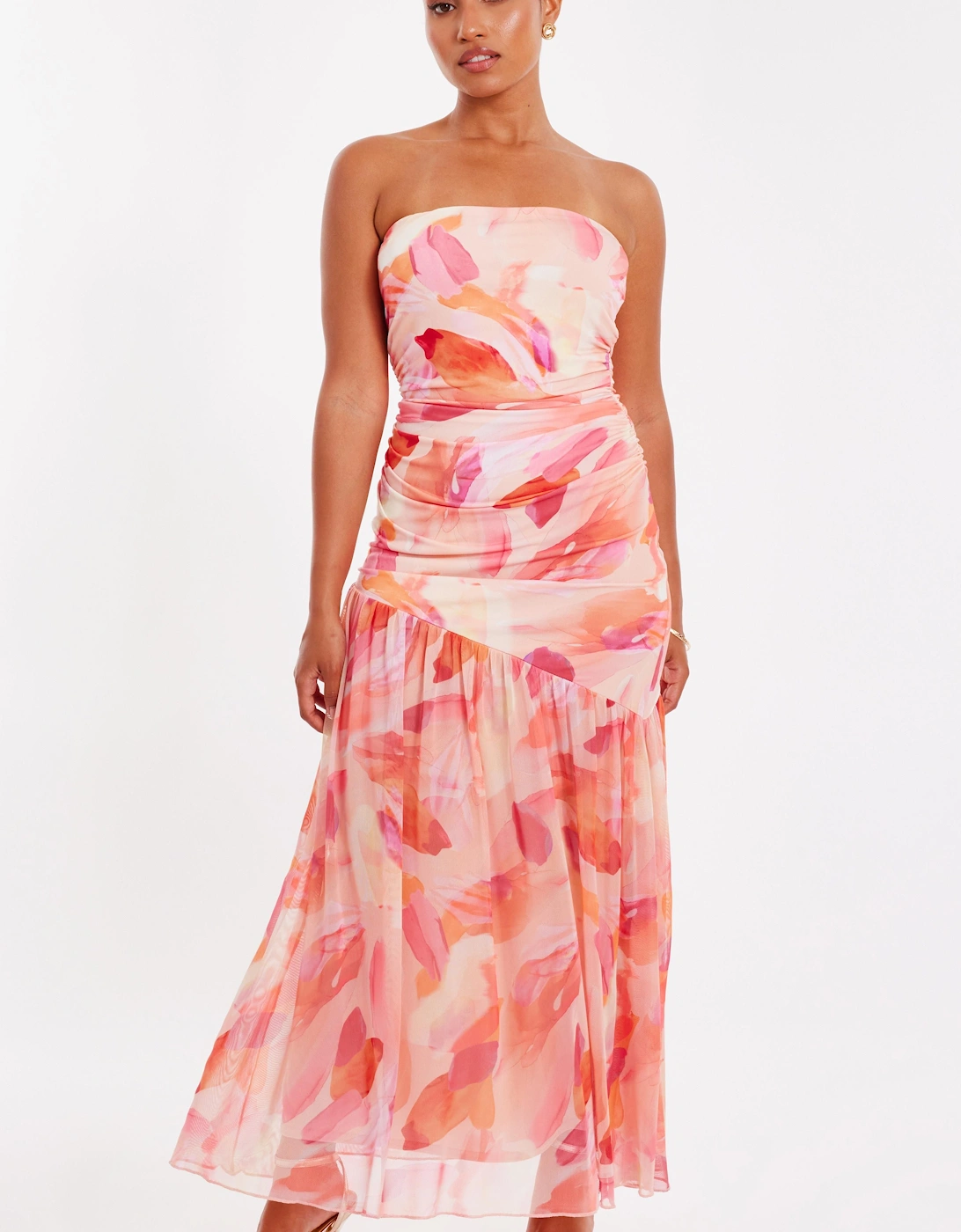 Coral Petite Mesh Floral Midaxi Dress, 2 of 1