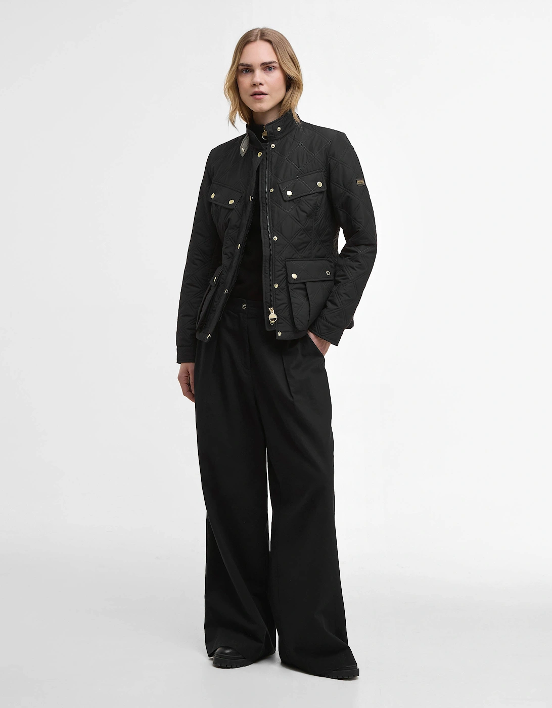 Halsey Womens Quilted Jacket - Black/Dusky Khaki