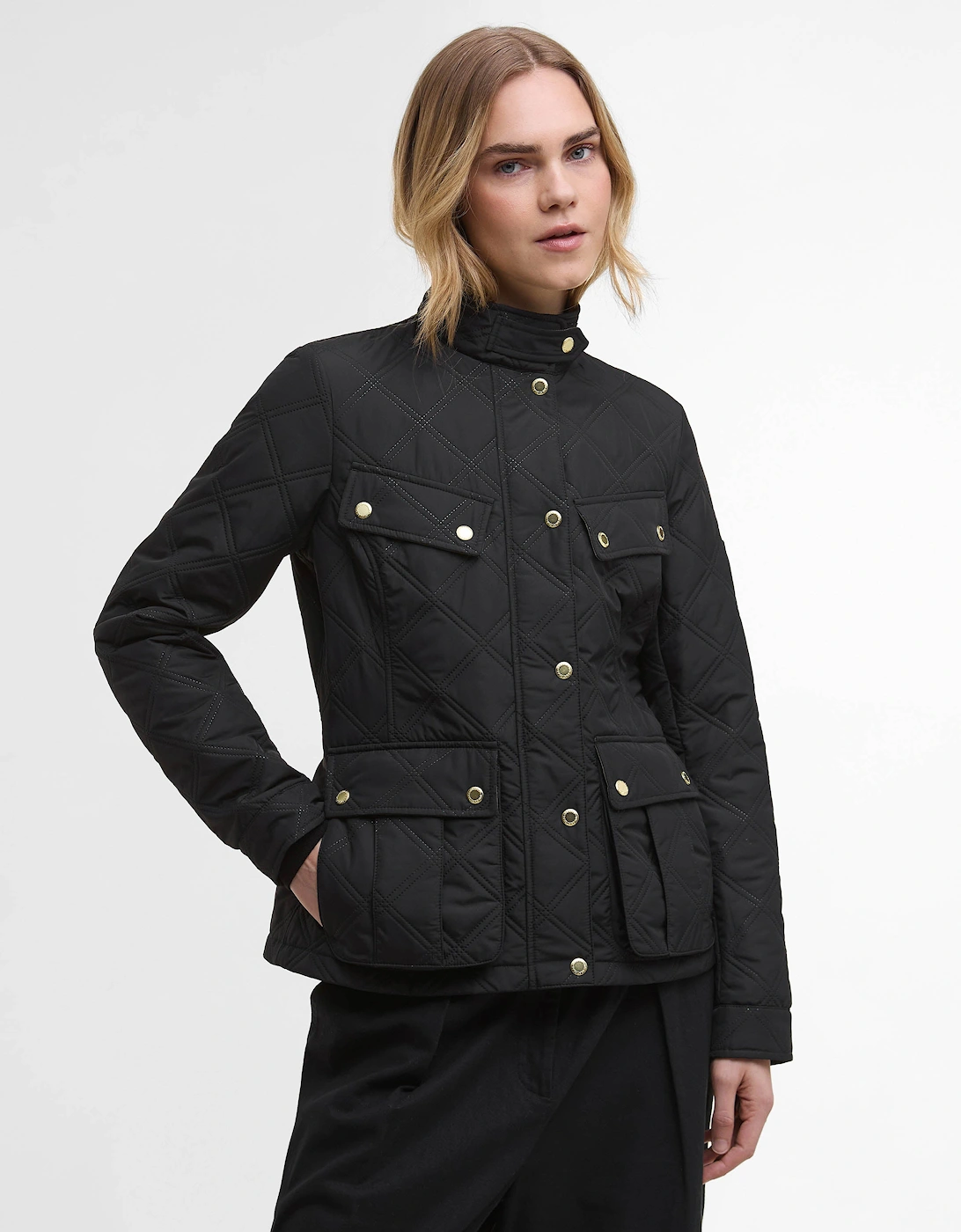 Halsey Womens Quilted Jacket - Black/Dusky Khaki