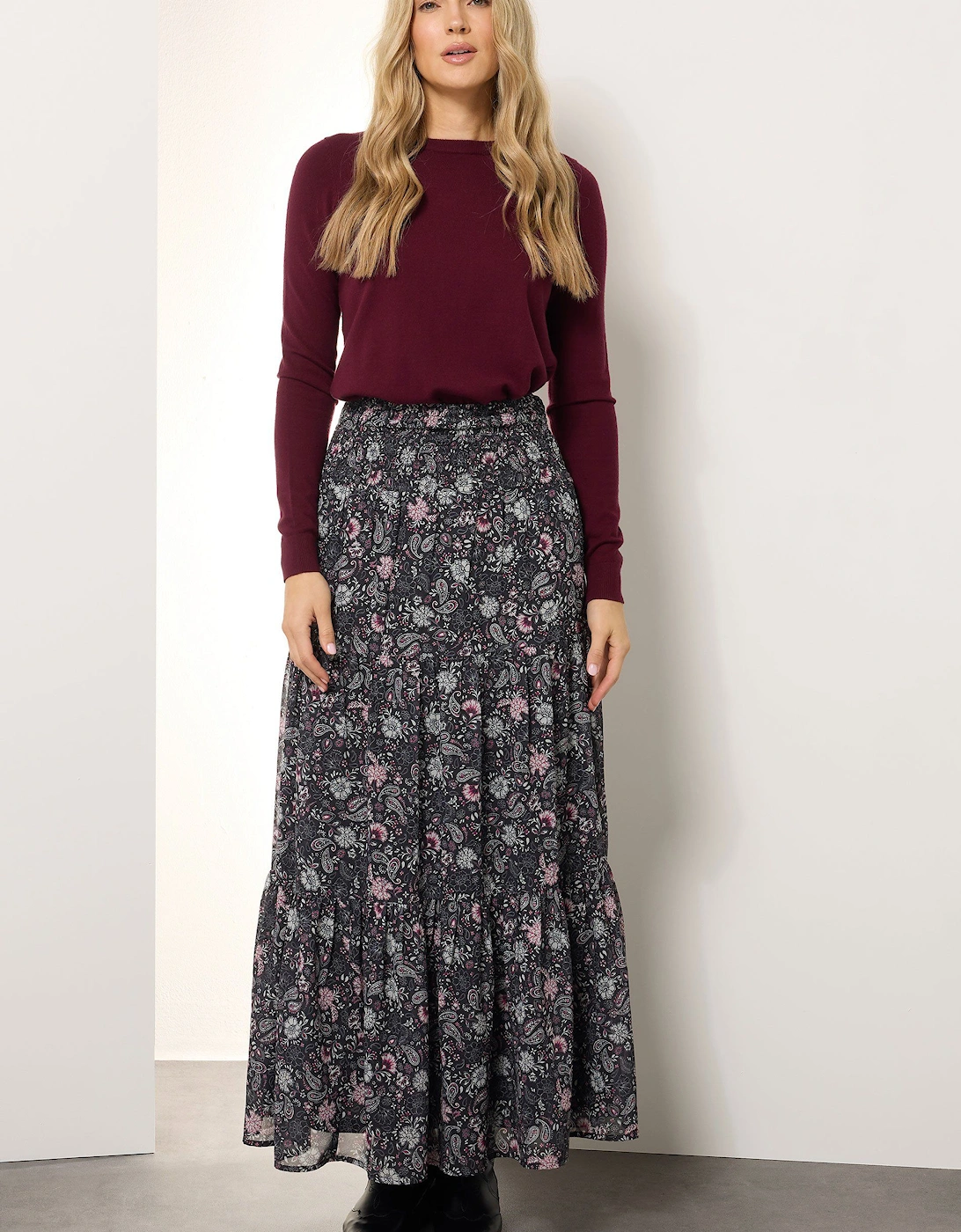 Tall Paisley Tiered Maxi Skirt, 2 of 1