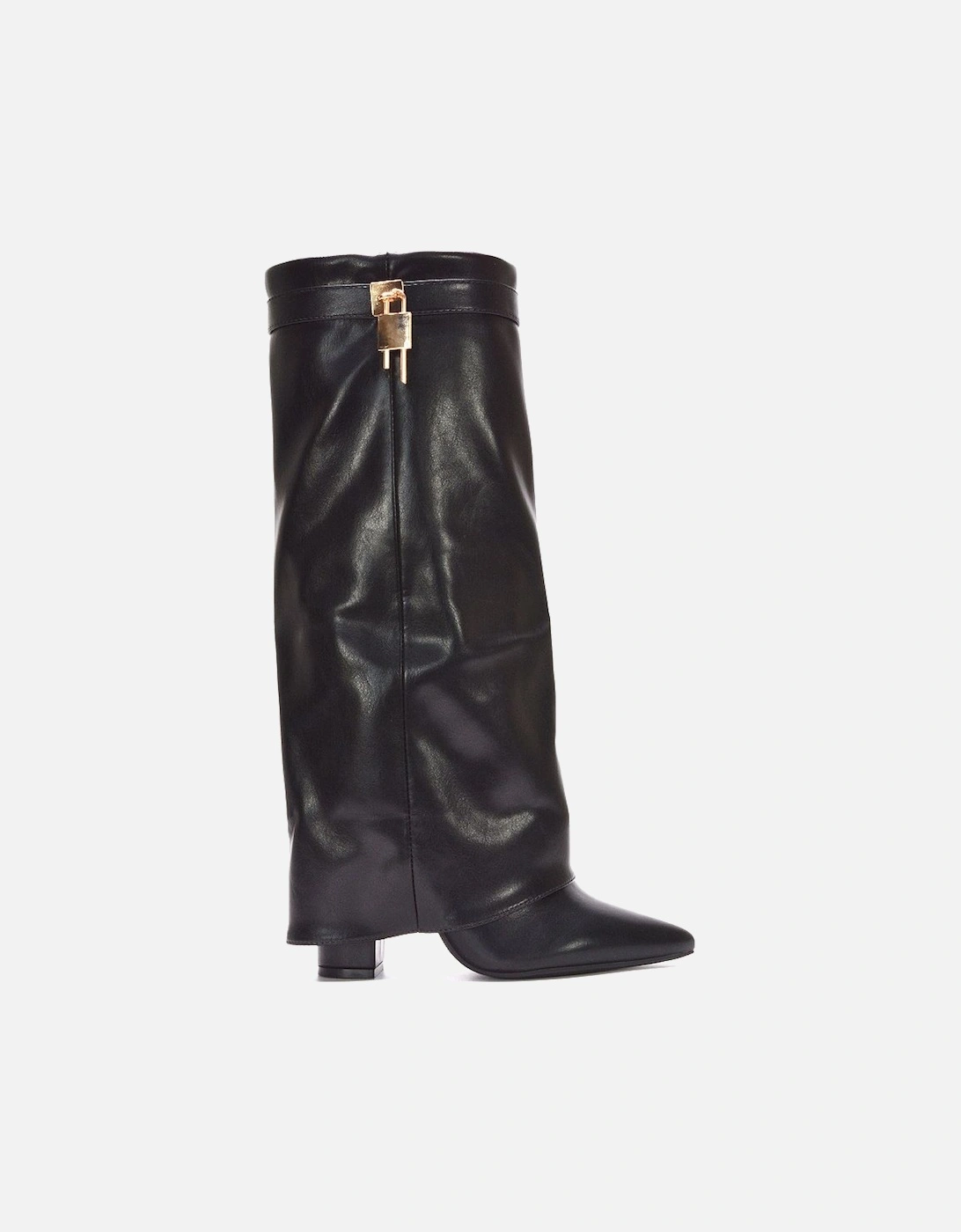 'Holly' Knee High Fold Over Pointed Toe High Heel Boots, 2 of 1