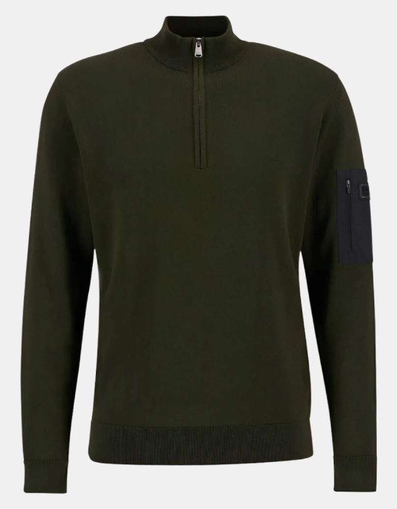 Blades Mens Cotton Half Zip Jumper - Sage