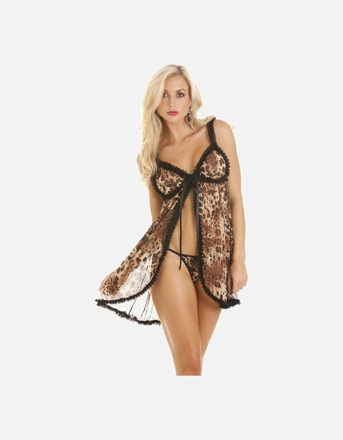 Leopard Print Babydoll With Thong, 2 of 1